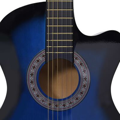 vidaXL Klasikinė gitara, šešėliuotos mėlynos spalvos, 38", 6 stygos