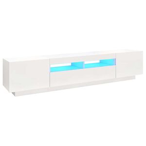 vidaXL Televizoriaus spintelė su LED ap&scaron;vietimu, balta, 200x35x40cm