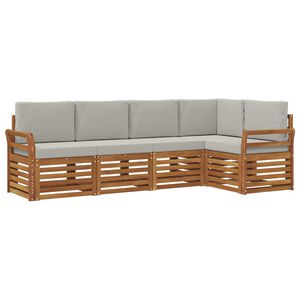 vidaXL Sekcijos sofų komplektas 5 pcs Natūrali ir &scaron;viesiai pilka