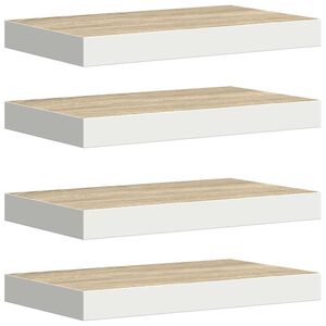 vidaXL Pakabinamos lentynos, 4vnt., ąžuolo/baltos, 50x23x3,8cm, MDF