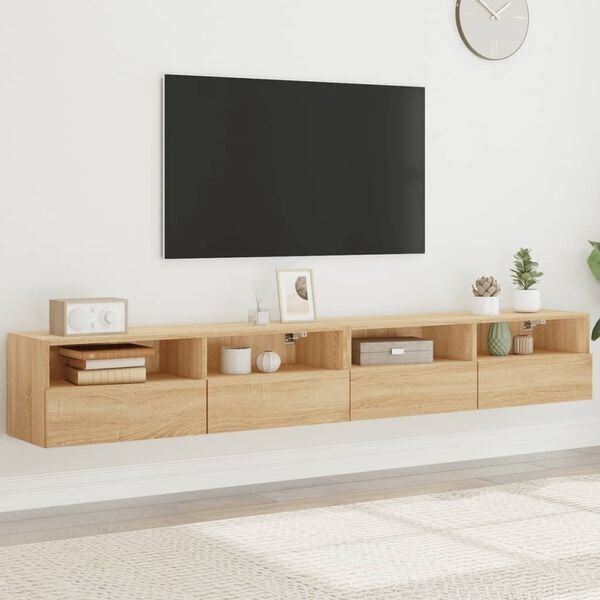 vidaXL Sieninės TV spintelės, 2vnt., ąžuolo, 100x30x30cm, mediena