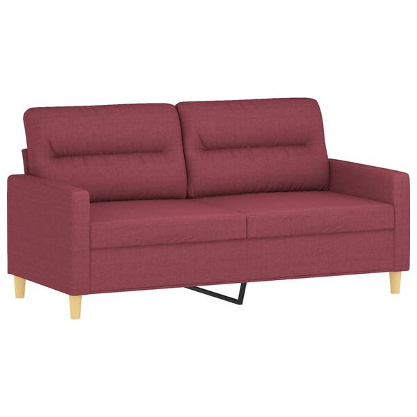 vidaXL Dvivietė sofa su pagalvėlėmis, raudonojo vyno, 140cm, audinys