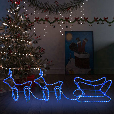 vidaXL Kalėdinė lauko dekoracija elniai ir rogės, 576 LED lemputės