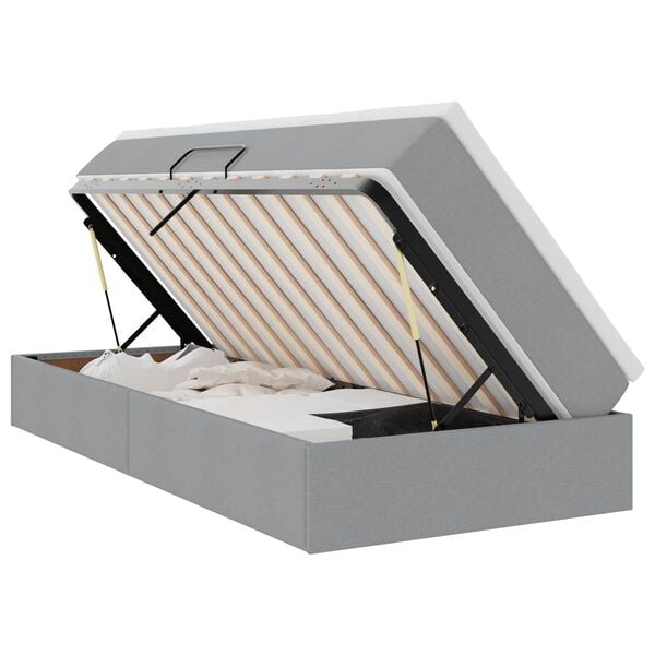 vidaXL Lova su daiktų laikymo vieta ir čiužiniu &Scaron;viesiai pilka