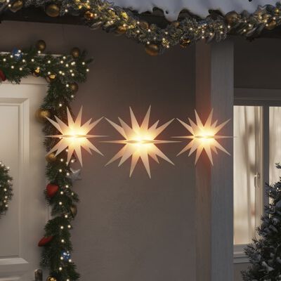 vidaXL Kalėdiniai šviestuvai su LED, 3vnt., balti, sulankstomi