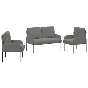 vidaXL Sofų komplektai 3 pcs Tamsiai pilka 115 x 56 x 80 cm fanera