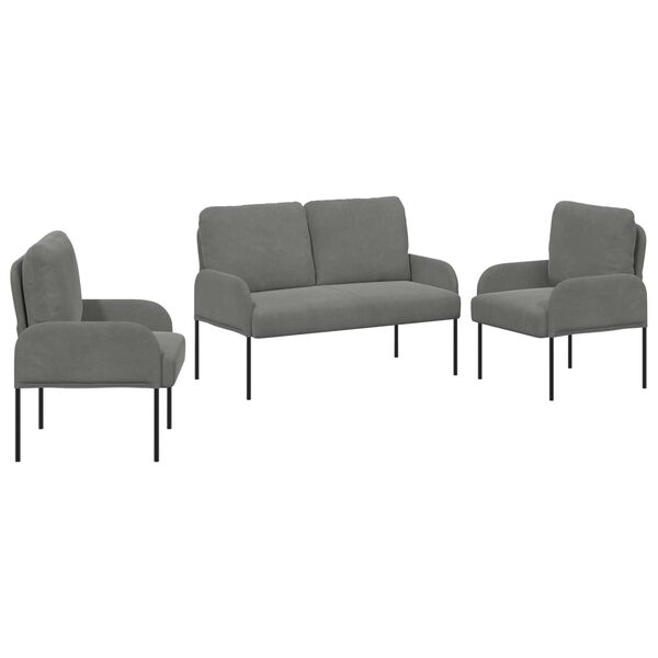 vidaXL Sofų komplektai 3 pcs Tamsiai pilka 115 x 56 x 80 cm fanera