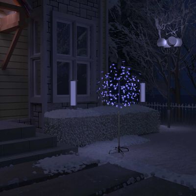 vidaXL Kalėdinis medis su LED lemputėmis, 150cm, su vyšnių žiedais