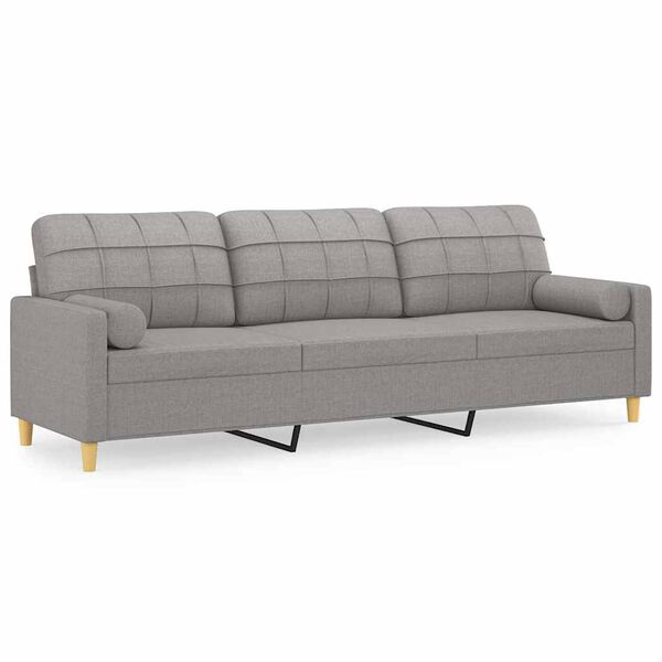 vidaXL Trivietė sofa su pagalvėmis, &scaron;viesiai pilka, 210cm, audinys