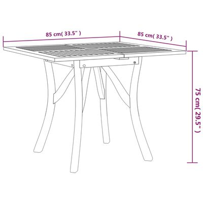 vidaXL Sodo stalas, 85x85x75cm, akacijos medienos masyvas