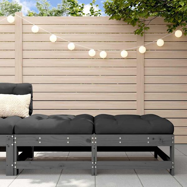 vidaXL Sodo pakojos su pagalvėlėmis, 2vnt., pilkos, pu&scaron;ies masyvas