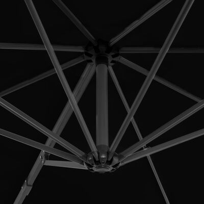 vidaXL Gembinis skėtis su aliuminio stulpu, juodos spalvos, 300cm