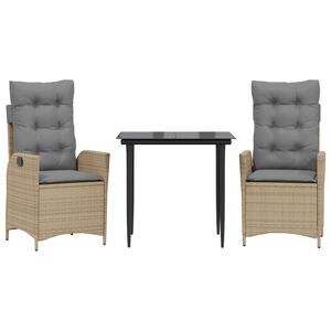 vidaXL Sodo komplektas su pagalvėlėmis, 5 dalių, smėlio, poliratanas