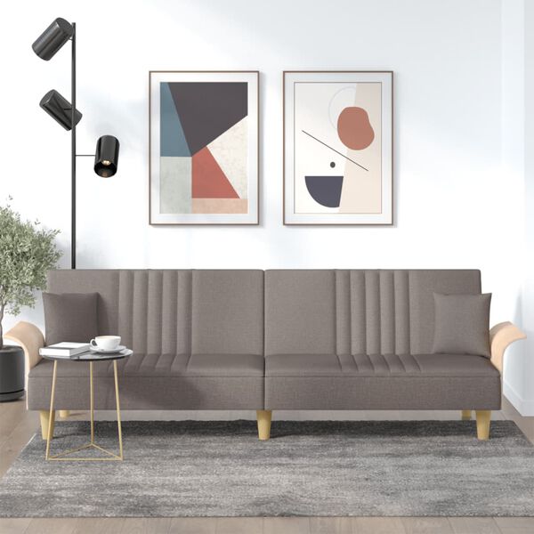 vidaXL Sofa-lova su porankiais, taupe spalvos, audinys