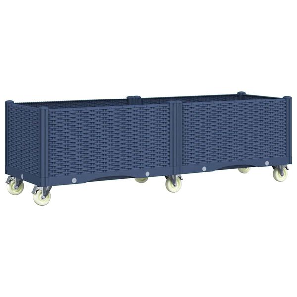 vidaXL Sodo lovelis su ratukais, melsvai pilkos spalvos, 160x50x54cm, PP