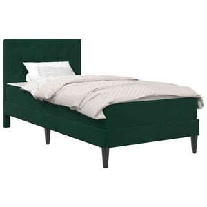 vidaXL Lovos rėmas su čiužiniu Tamsiai žalia 80 x 200 cm Aksomas