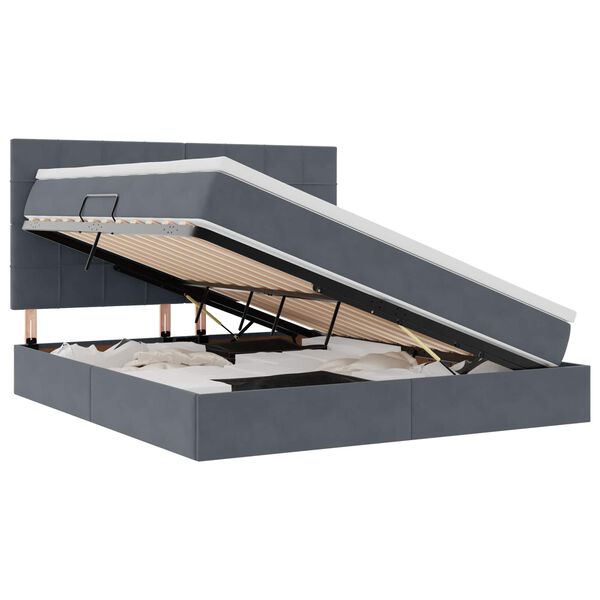 vidaXL Lova su daiktų laikymo vieta ir LED Tamsiai pilka 180 x 200 cm