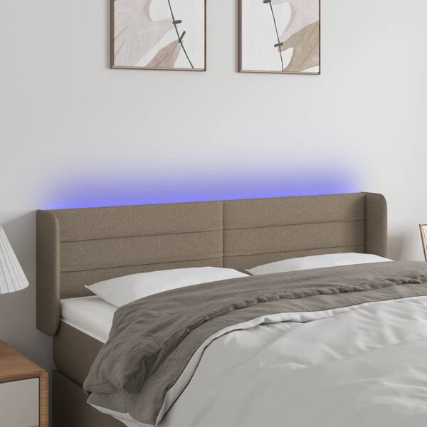 vidaXL Galvūgalis su LED, taupe spalvos, 147x16x78/88cm, audinys