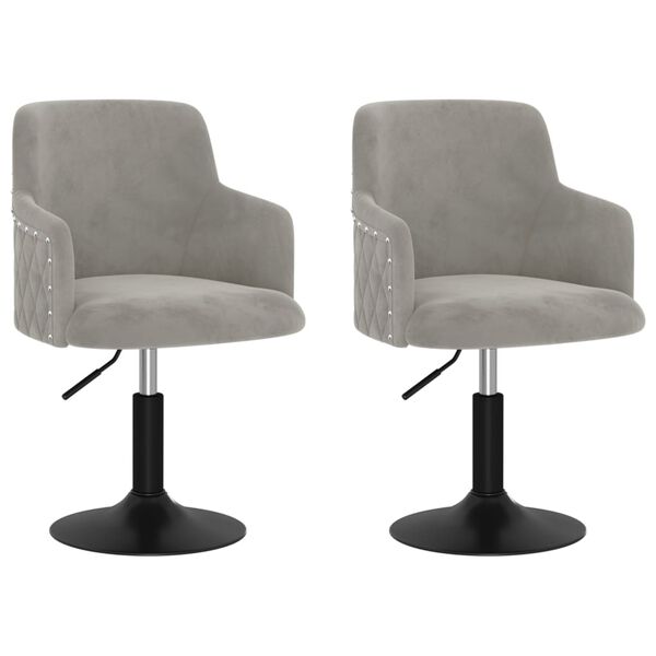 vidaXL Pasukamos valgomojo kėdės, 2vnt., &scaron;viesiai pilkos, aksomas