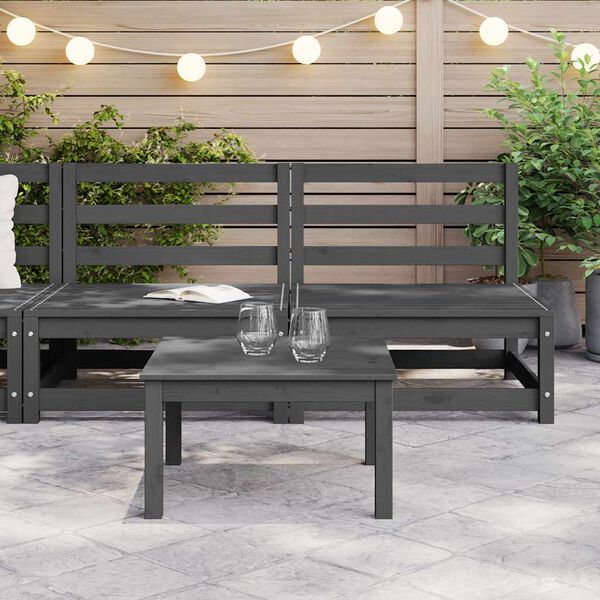 vidaXL Vidurinės sodo sofos dalys, 2vnt., pilkos, pu&scaron;ies masyvas