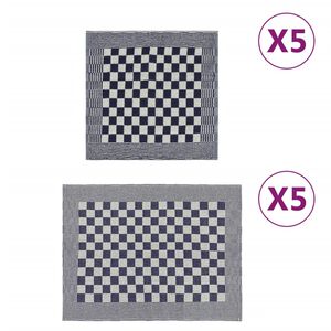 vidaXL Rank&scaron;luosčių rinkinys, 10vnt., mėlyni ir balti, medvilnė