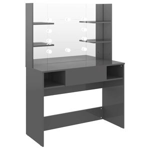 vidaXL Kosmetinis staliukas su LED, blizgus pilkas, 100x40x135cm, MDF