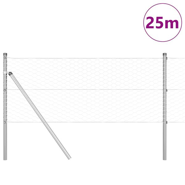 vidaXL Tvorelės stulpas Sidabro 25 x 0,6 m (36 mm tinklas) Plienas