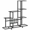 vidaXL Stovas augalams su ratukais, juodas, 94,5x25x92,5cm, metalas