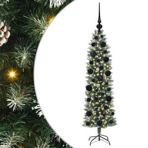 vidaXL Dirbtinis lieknas Kalėdų medis su 150 LED Žalia ir balta 120 cm