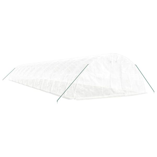 vidaXL &Scaron;iltnamis su plieno rėmu, baltos spalvos, 20x5x2,3m, 100m&sup2;