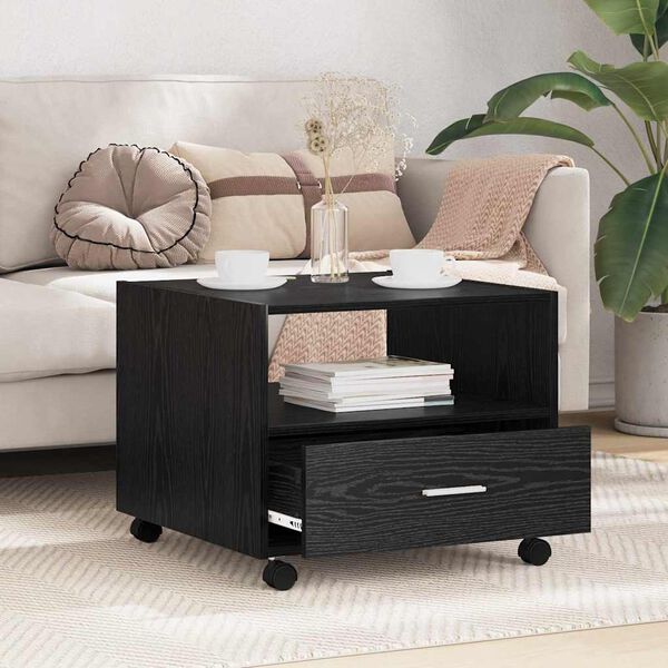 vidaXL Kavos staliukas Juodas ąžuolas 55 x 55 x 45cm Apdirbta mediena