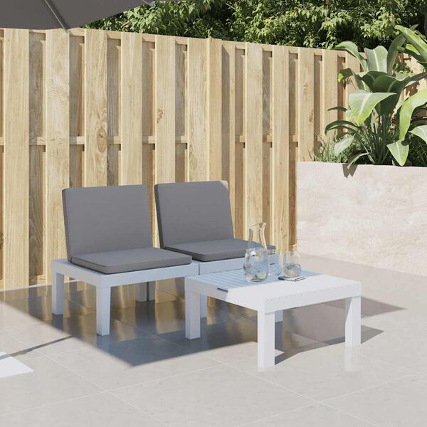 vidaXL Saulės gultas su pagalvėlėmis, baltos spalvos, PP