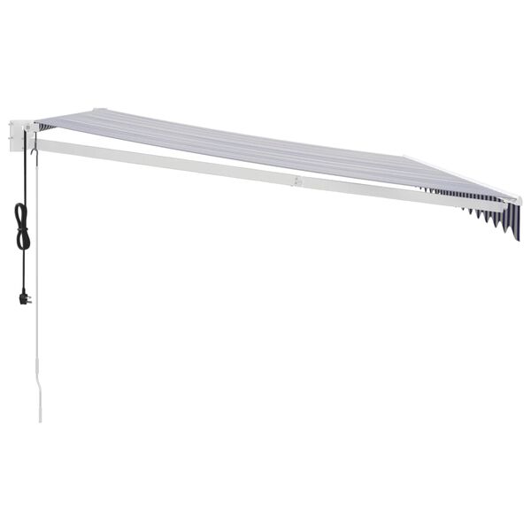 vidaXL Automatinė i&scaron;traukiama markizė, mėlyna ir balta, 4x3m
