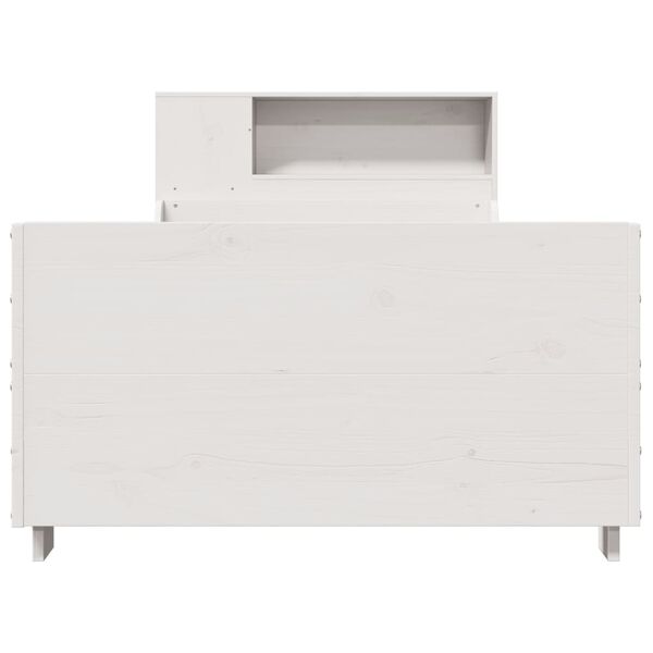 vidaXL Lovos rėmas be čiužinio, balta, 90x190cm, pu&scaron;ies masyvas