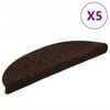 vidaXL Laiptų kilimėliai, lipnūs, 5 vnt., 56x17x3 cm, rudi, pusapvaliai