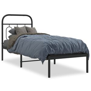 vidaXL Metalinis lovos rėmas su galvūgaliu, juodos spalvos, 75x190cm