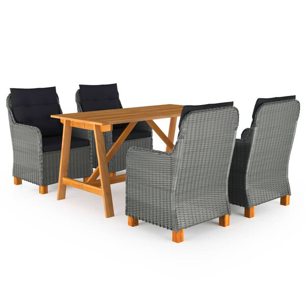 vidaXL Sodo valgomojo baldų komplektas, 5 dalių, &scaron;viesiai pilkas