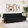 vidaXL Trivietė sofa su pagalvėlėmis, juodos spalvos, 210cm, audinys