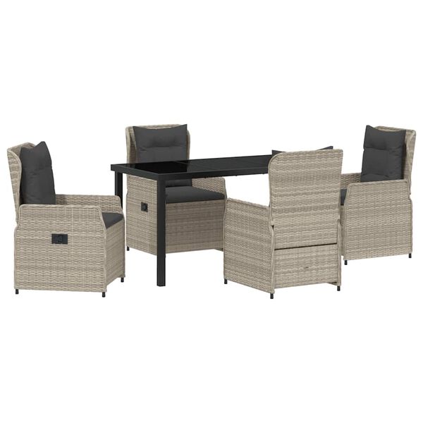 vidaXL Sodo valgomojo komplektas 5 pcs &Scaron;viesiai pilka poliratanas