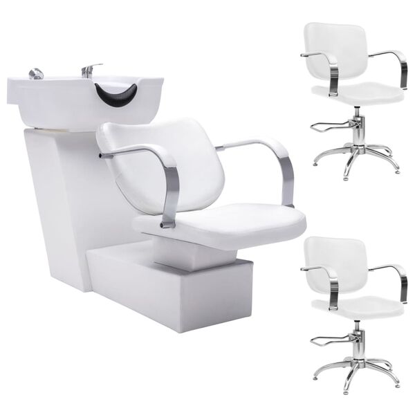 vidaXL Kirpyklos kėdė su plautuve/grožio salono kėdėmis, dirbtinė oda
