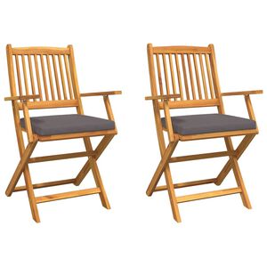 vidaXL Sulankstoma kėdė su pagalve 2 pcs Pilka 49 x 57.5 x 92cm