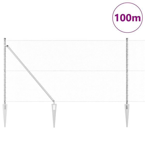 vidaXL Tvorelės stulpas Sidabro 100 x 1,4 m (25 mm tinklas) Plienas