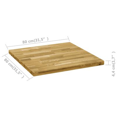 vidaXL Stalviršis, ąžuolo mediena, kvadratinis, 44mm, 80x80cm