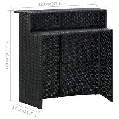 vidaXL Sodo baro baldų komplektas su pagalvėlėmis, 3 dalių, juodas