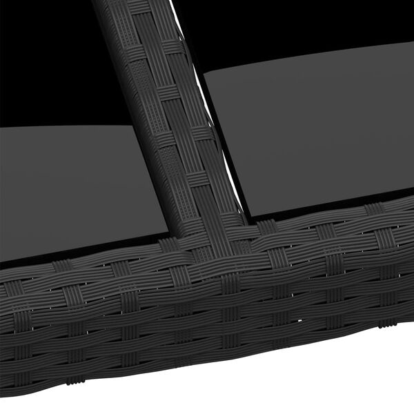 vidaXL Sodo stalas, juodas, 190x90x75cm, grūdintas stiklas/poliratanas