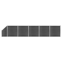 vidaXL Tvoros segmentų rinkinys, juodos spalvos, 965x(105-186)cm, WPC