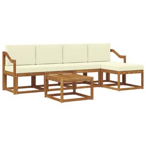 vidaXL Lauko sofos komplektas su pagalve 6 pcs Natūralus ir grietinėlė