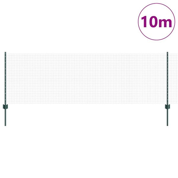 vidaXL Tvora su stulpais Žalia 0,8 x 10 m Plienas ir PVC