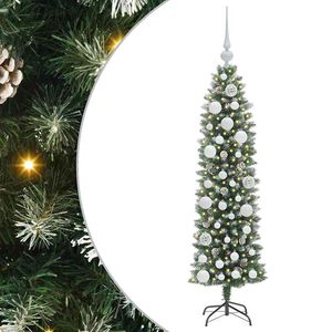 vidaXL Dirbtinis lieknas Kalėdų medis su 150 LED Žalia ir balta 120 cm