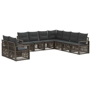vidaXL Sodo Sofų Rinkinys 9 pcs Pilka poliratanas